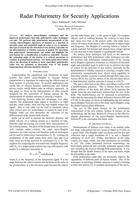 (PDF) Radar polarimetry for security applications