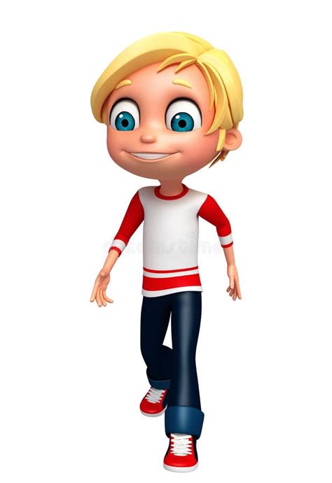 3D Render of Little Boy Walking Pose Stock Illustration - Illustration ...