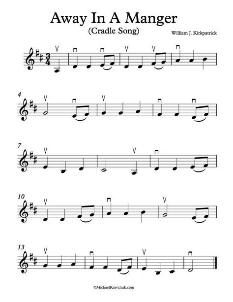 Free Violin Sheet Music – Away In A Manger (Cradle Song) – Michael Kravchuk