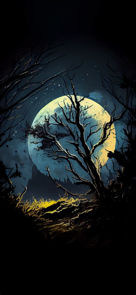 Dark Forest & Moon Wallpaper - Moon Aesthetic Wallpaper iPhone