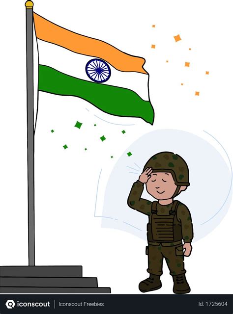 Best Free Indian soldier salute to tiranga Illustration download in PNG ...