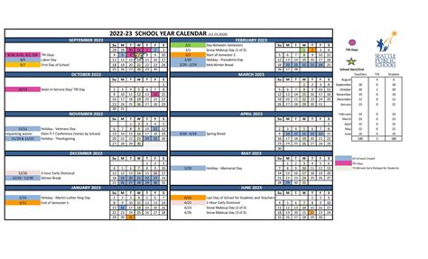 Seattle Public Schools Calendar Holidays 2022-2023 PDF