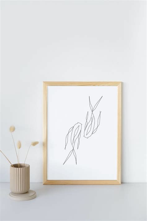 Fish Line Art Printable, Fish Poster, Fish Prints, Minimalist Animal ...