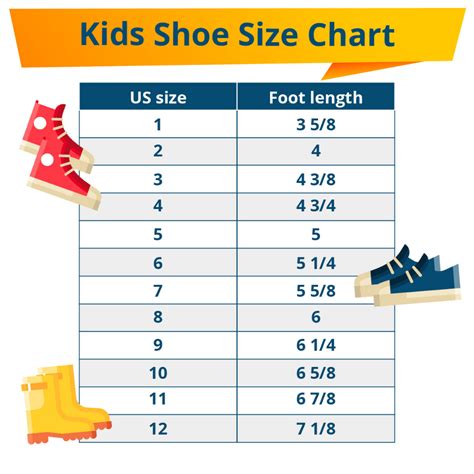 Toddler And Kids Shoe Size Chart