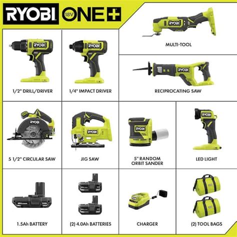 RYOBI ONE HP 18V Brushless Cordless 3-Tool Combo Kit W/Drill/Driver ...