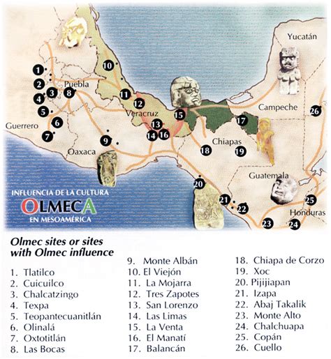 Maps showing the distribution of Olmec sites