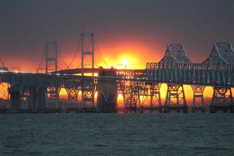 Chesapeake Bay Bridge at sunset. : r/pics