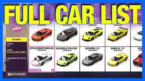 Forza Horizon 5 : FULL CAR LIST + DLC CARS!!! - YouTube