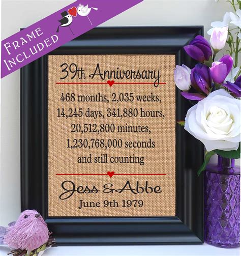 39th anniversary 39th wedding anniversary gift 39th | Etsy