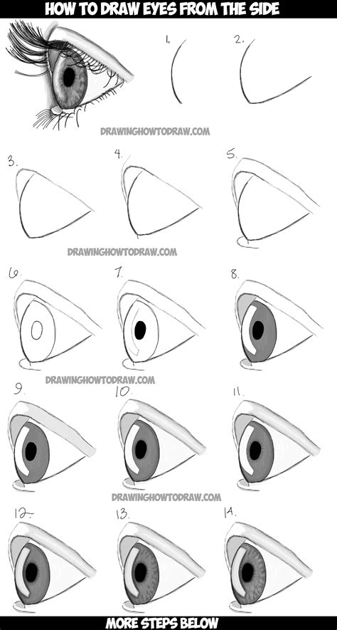 How to Draw Realistic Eyes from the Side Profile View - Step by Step ...