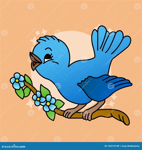 Illustration of Bird Chirping Cartoon, Cute Funny Character with ...