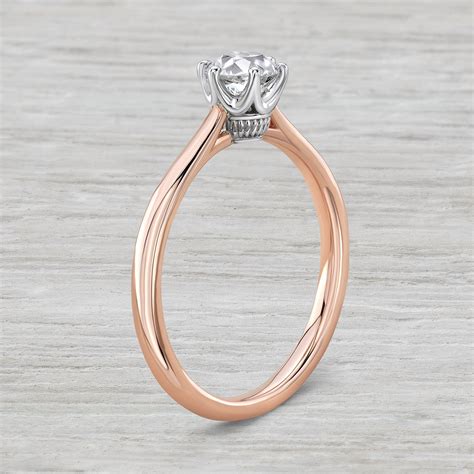 14K Rose Gold Vintage Inspired Engagement Ring with .63ct Old Euro Cut ...