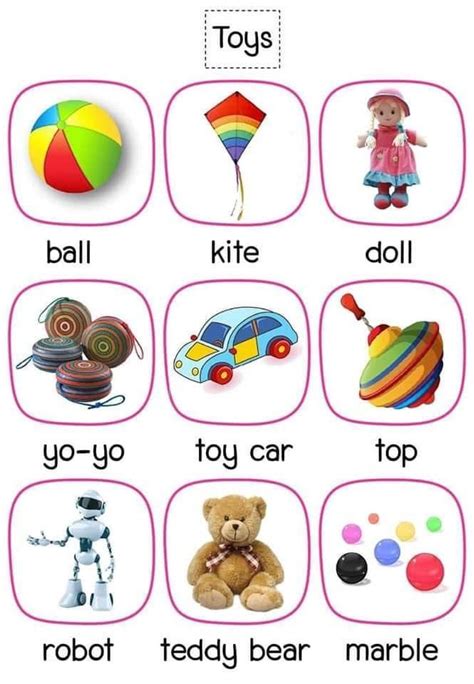 Toys Vocabulary in English | English vocabulary, Kids english, English ...