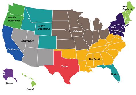 Regions Of The Usa Map - United States Map