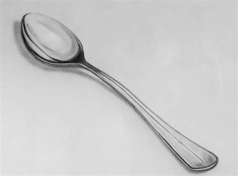 a pencil drawing of a spoon and fork