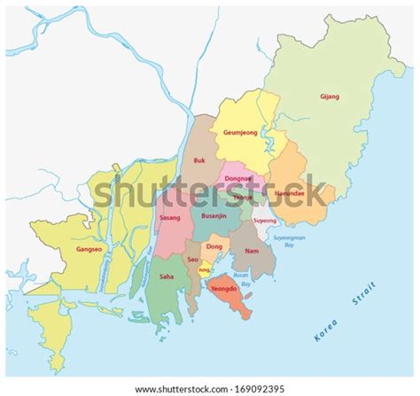 Busan Administrative Map Stock Vector (Royalty Free) 169092395