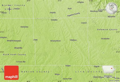 Physical Map of Buchanan County