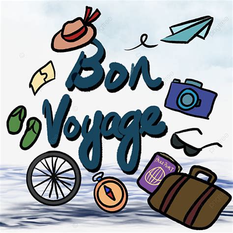 Bon Voyage PNG Picture, Bon Voyage Card In Cartoon Style, Bon Voyage ...