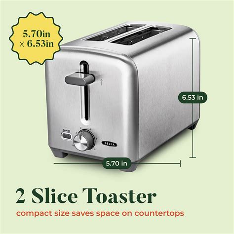 BELLA 2 Slice Toaster, Quick & Even Results Every Time, Wide Slots Fit ...