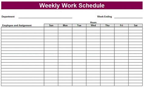 Monthly Work Schedule Template Printable Example Calendar Printable ...