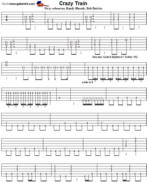 Crazy Train by Ozzy Osbourne | Crazy train, Guitar tabs, Ozzy osbourne ...