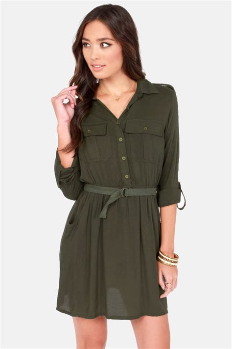 Cute Green Dress - Army Green Dress - Shirt Dress - $49.00 - Lulus