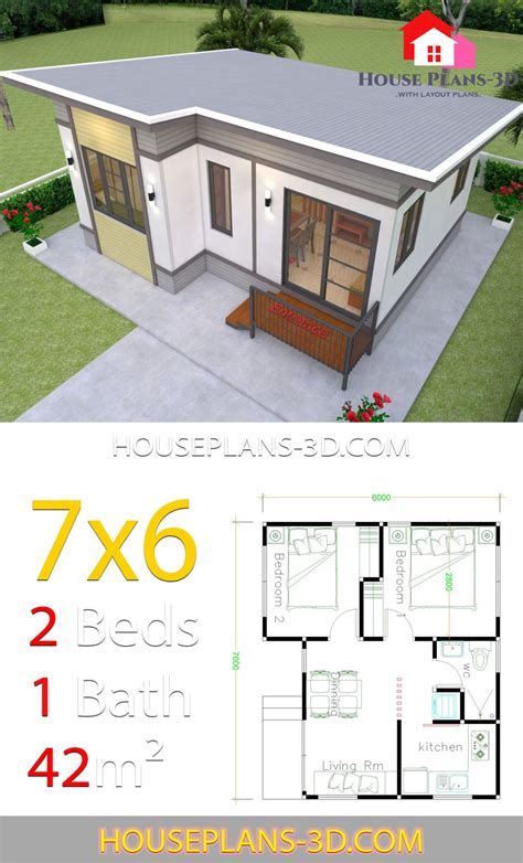 Small House plans 7x6 with 2 Bedrooms