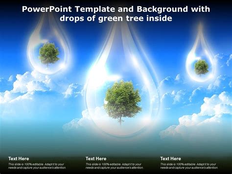 Powerpoint Template And Background With Drops Of Green Tree Inside ...