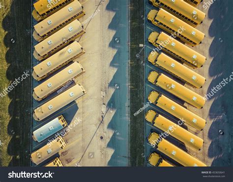 Yellow School Buses Aerial Top View Stock Photo 453650641 | Shutterstock