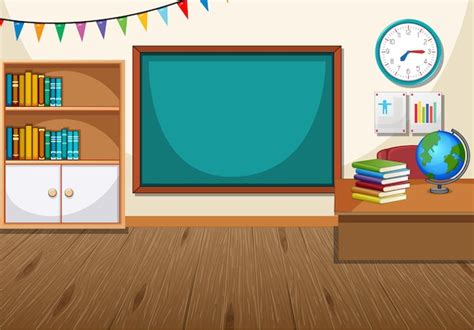 Vector Cartoon Background Empty School Classroom Vector