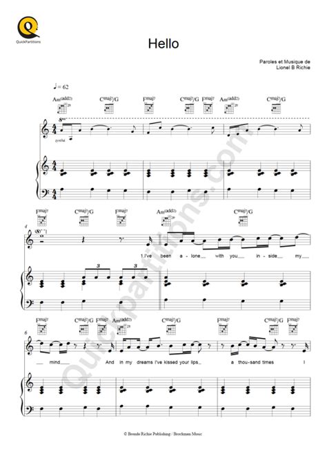 Hello Piano Sheet Music from Lionel Richie