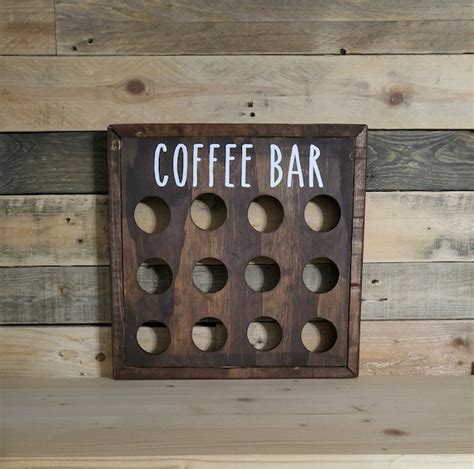 Rustic Wood Coffee Pod Storage K Cup Holder Coffee Station