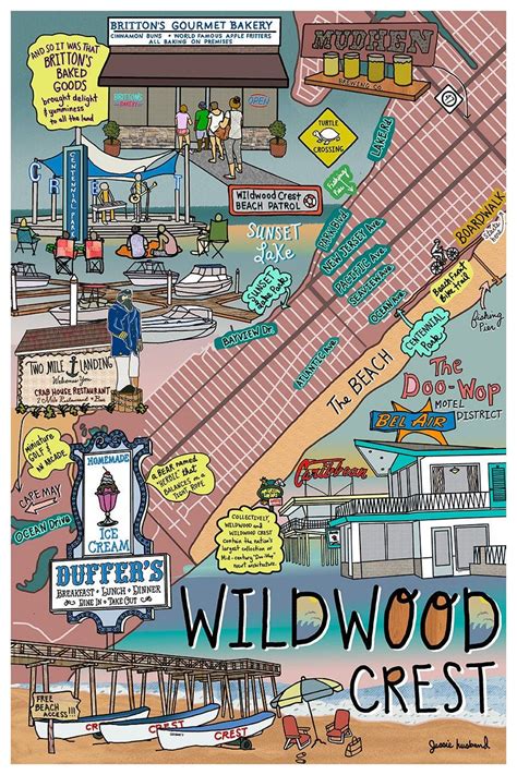 Map of Wildwood Crest New Jersey Beach Town NJ Beaches - Etsy ...