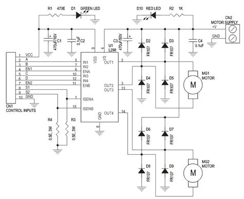 Dual Motor L298 H-Bridge Motor Control - Electronics-Lab.com