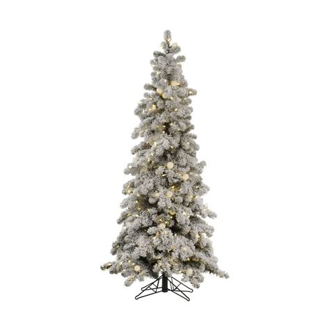 Vickerman 4-ft Pre-lit Kodiak Spruce Slim Flocked Artificial Christmas ...