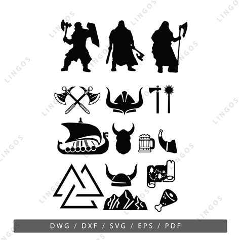 Viking Symbol SVG Bundle,scandinavian Vector,helmet PDF File,drakkar ...