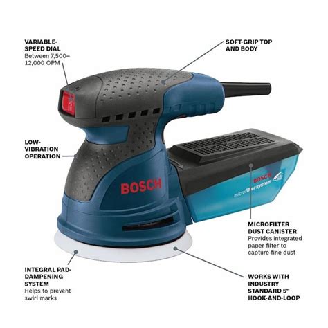 Bosch 120-Volt 2.5-Amp Random Orbital Sander with Bag in the Power ...