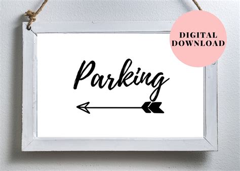 Printable Parking Sign With Arrow Wedding Parking Sign With - Etsy