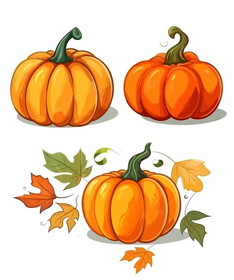 Premium Vector | Autumn leaves and pumpkins clipart autumn leaves and ...