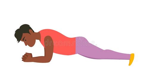 Plank Exercise. African American Man in the Gym Stock Vector ...