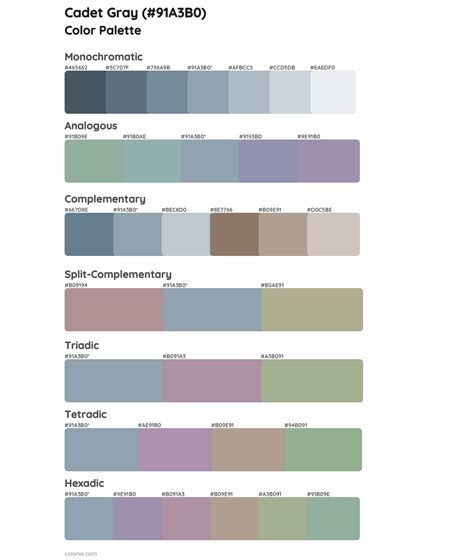 Cadet Gray color palettes - colorxs.com