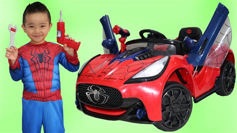 Unboxing New Spiderman Battery-Powered Ride On Super Car 6V Test Drive ...