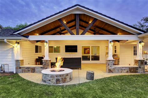 Patio Cover with Fire Pit Houston - TCP Custom Outdoor Living