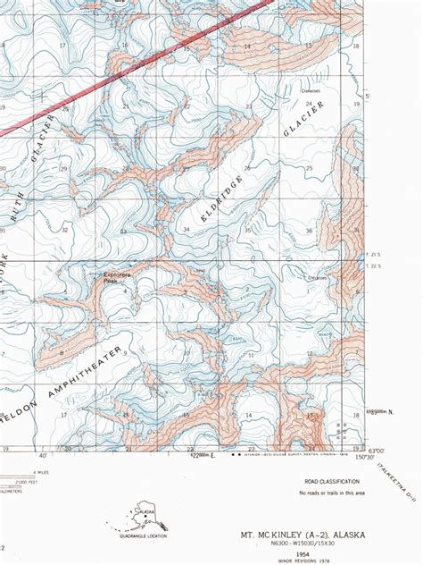 Mt Mckinley Topographic Map / Denali National Park Map Print / | Etsy