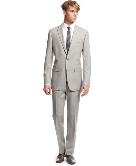 Bar III Suit Separates, Light Grey Neat Slim Fit - Suits & Suit ...