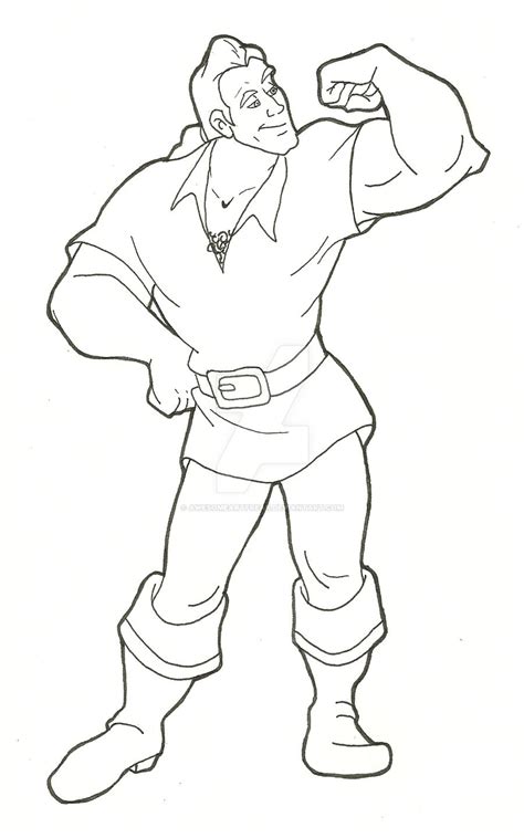 Gaston line art by AwesomeArtFreak on DeviantArt