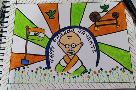 Mahatma Gandhi Jayanti Drawing For Children Children Sketch Drawing ...