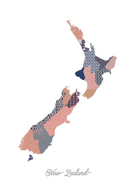 Map of Aotearoa New Zealand Contemporary Designer Greeting - Etsy