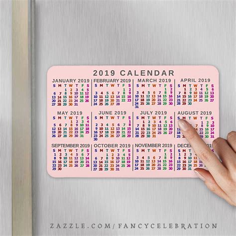 2019 Calendar Fridge Magnets with Bold Numbers | Pink | Custom photo ...