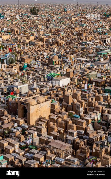 Overlook over Wadi Al-Salam or valley of peace Cemetery, Najaf, Iraq ...